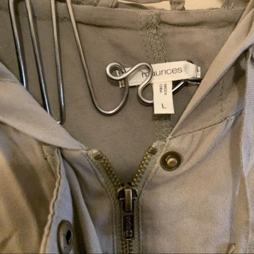 Maurices Drapey Hooded Jacket Military Patches - Picture 5 of 6
